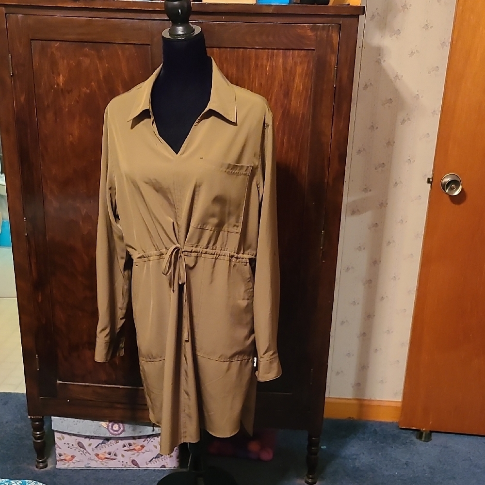 Stylish Olive GreenShirt Dress